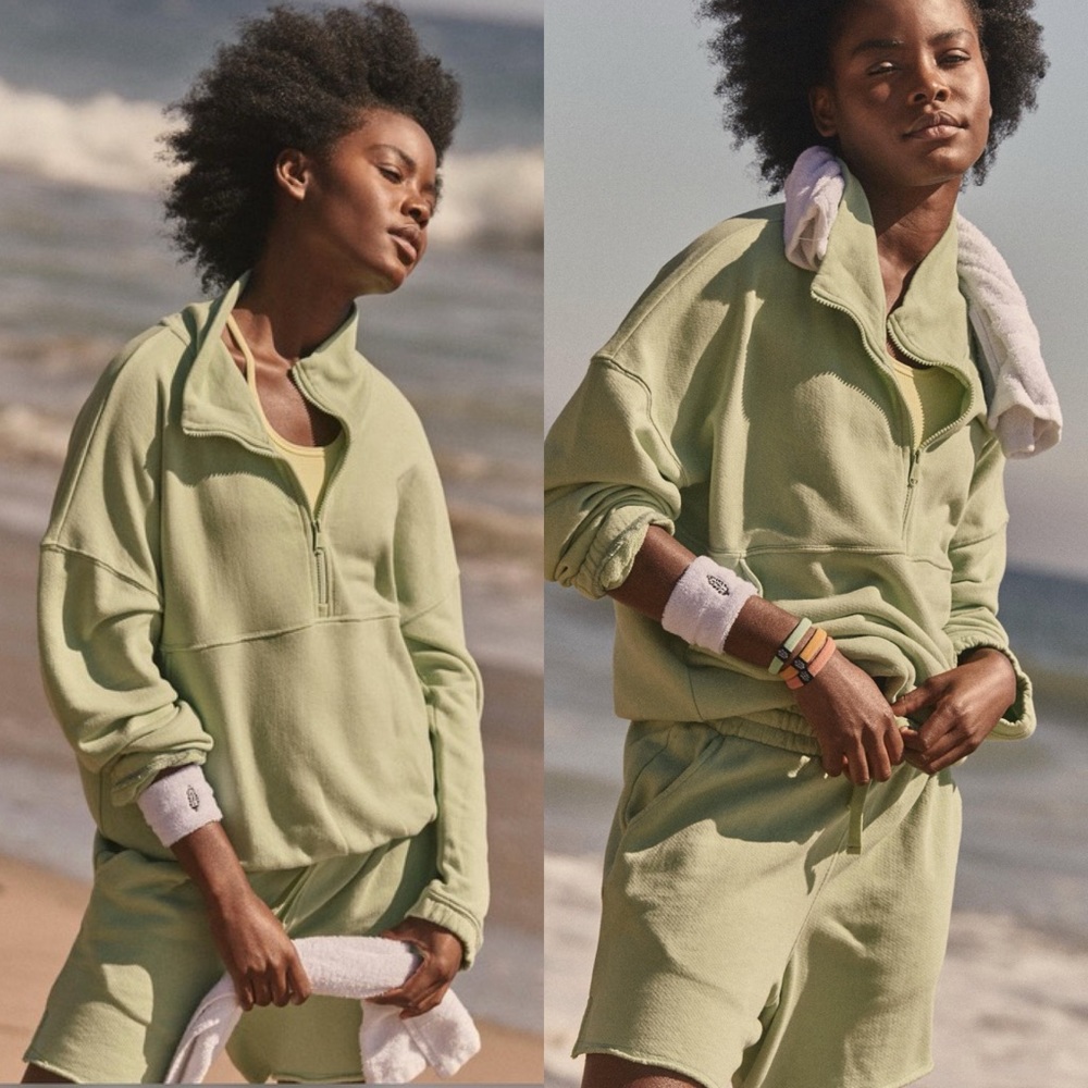 Free People Movement Relay Sweatshirt and Shorts Two Piece Set in Green - Picture 2 of 10